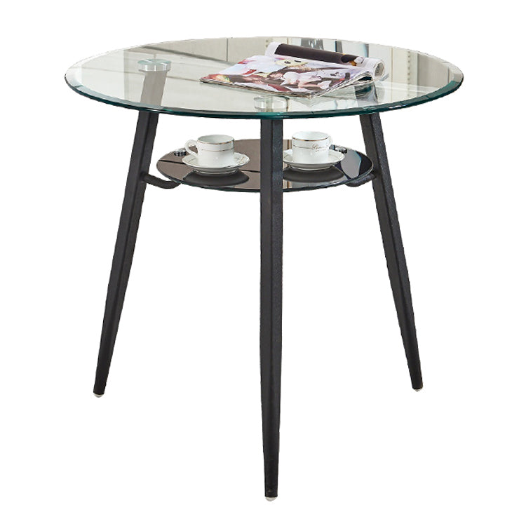 Contemporary Style Kitchen Tempered Glass Dining Table Round Shape Table with 3 Legs Base 31.5"L x 31.5"W x 29.5"H Without Chairs Clearhalo ' dining_table' 'Dining Tables & Seating' 'Dining Tables' 'furn' 'furn_dining_table' 'Furniture' 'furniture_dining_table' 'Kitchen & Dining Furniture' 'kitchen&dining_furn' 'kitchen' 'kitchen_dining_table' 3723421