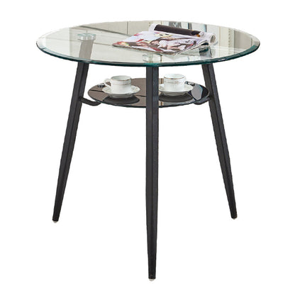 Contemporary Style Kitchen Tempered Glass Dining Table Round Shape Table with 3 Legs Base 31.5"L x 31.5"W x 29.5"H Without Chairs Clearhalo ' dining_table' 'Dining Tables & Seating' 'Dining Tables' 'furn' 'furn_dining_table' 'Furniture' 'furniture_dining_table' 'Kitchen & Dining Furniture' 'kitchen&dining_furn' 'kitchen' 'kitchen_dining_table' 3723421