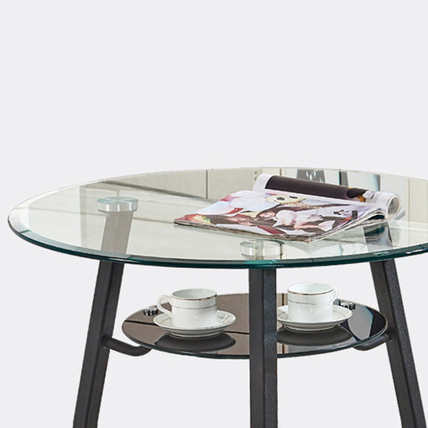 Contemporary Style Kitchen Tempered Glass Dining Table Round Shape Table with 3 Legs Base Clearhalo ' dining_table' 'Dining Tables & Seating' 'Dining Tables' 'furn' 'furn_dining_table' 'Furniture' 'furniture_dining_table' 'Kitchen & Dining Furniture' 'kitchen&dining_furn' 'kitchen' 'kitchen_dining_table' 3723422