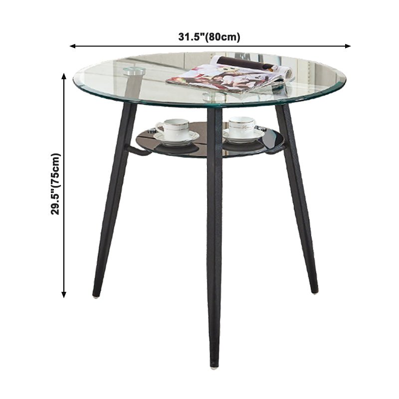 Contemporary Style Kitchen Tempered Glass Dining Table Round Shape Table with 3 Legs Base Clearhalo ' dining_table' 'Dining Tables & Seating' 'Dining Tables' 'furn' 'furn_dining_table' 'Furniture' 'furniture_dining_table' 'Kitchen & Dining Furniture' 'kitchen&dining_furn' 'kitchen' 'kitchen_dining_table' 3723426