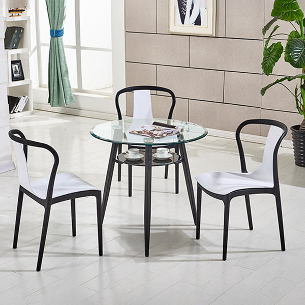 Contemporary Style Kitchen Tempered Glass Dining Table Round Shape Table with 3 Legs Base Clearhalo ' dining_table' 'Dining Tables & Seating' 'Dining Tables' 'furn' 'furn_dining_table' 'Furniture' 'furniture_dining_table' 'Kitchen & Dining Furniture' 'kitchen&dining_furn' 'kitchen' 'kitchen_dining_table' 3723431