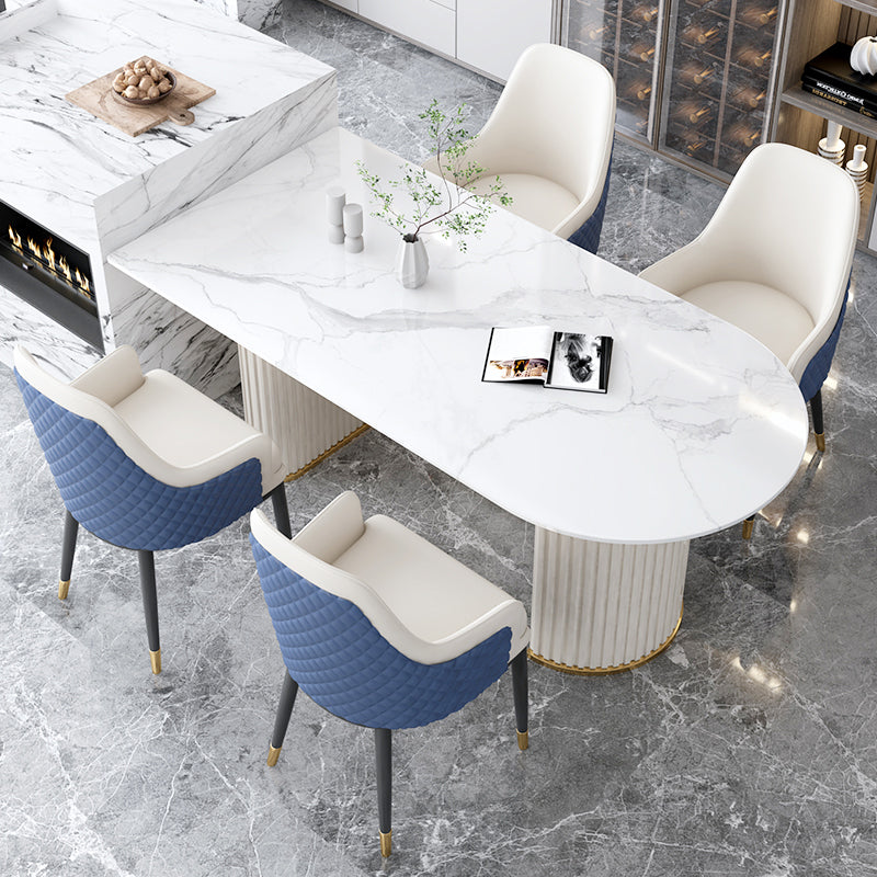 Metal Contemporary Free Form Dining Table Marble Table for Dining Room and Kitchen Clearhalo ' dining_table' 'Dining Tables & Seating' 'Dining Tables' 'furn' 'furn_dining_table' 'Furniture' 'furniture_dining_table' 'Kitchen & Dining Furniture' 'kitchen&dining_furn' 'kitchen' 'kitchen_dining_table' 3723433
