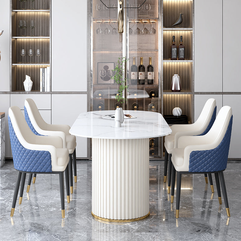 Metal Contemporary Free Form Dining Table Marble Table for Dining Room and Kitchen Clearhalo ' dining_table' 'Dining Tables & Seating' 'Dining Tables' 'furn' 'furn_dining_table' 'Furniture' 'furniture_dining_table' 'Kitchen & Dining Furniture' 'kitchen&dining_furn' 'kitchen' 'kitchen_dining_table' 3723434