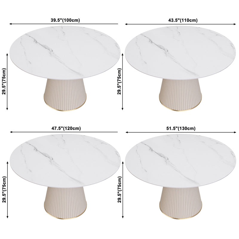 Sintered Stone Top Dining Table in White Round Table with Pedestal Base Clearhalo ' dining_table' 'Dining Tables & Seating' 'Dining Tables' 'furn' 'furn_dining_table' 'Furniture' 'furniture_dining_table' 'Kitchen & Dining Furniture' 'kitchen&dining_furn' 'kitchen' 'kitchen_dining_table' 3723445