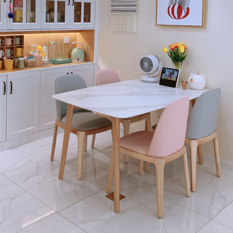 Contemporary Rectangle Dining Table White Sintered Stone Dining Table with 4 Legs Clearhalo ' dining_table' 'Dining Tables & Seating' 'Dining Tables' 'furn' 'furn_dining_table' 'Furniture' 'furniture_dining_table' 'Kitchen & Dining Furniture' 'kitchen&dining_furn' 'kitchen' 'kitchen_dining_table' 3723447