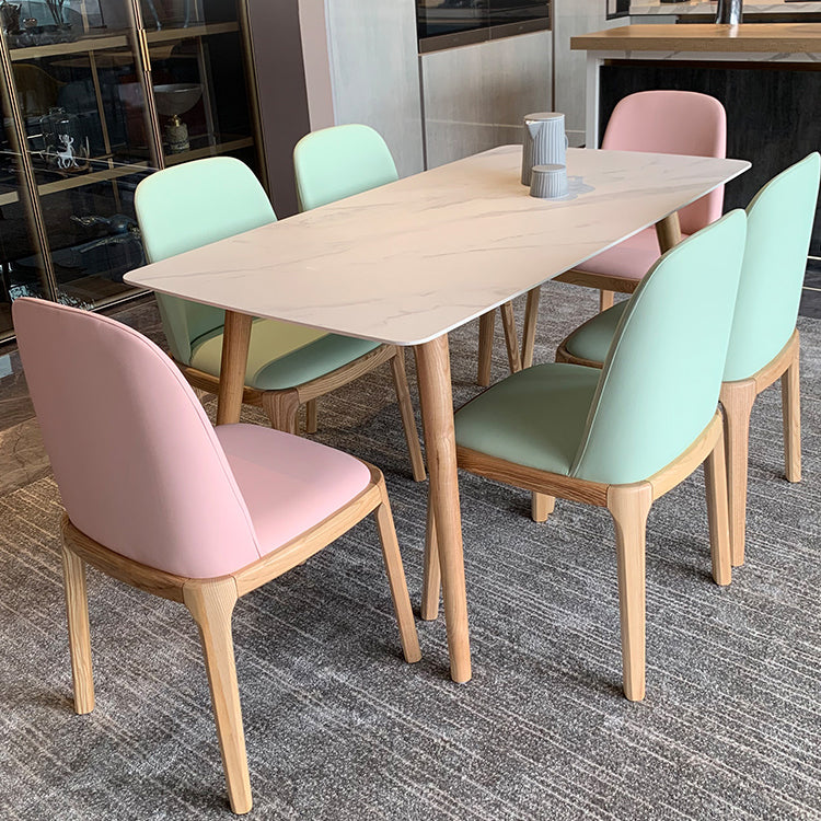 Contemporary Rectangle Dining Table White Sintered Stone Dining Table with 4 Legs Clearhalo ' dining_table' 'Dining Tables & Seating' 'Dining Tables' 'furn' 'furn_dining_table' 'Furniture' 'furniture_dining_table' 'Kitchen & Dining Furniture' 'kitchen&dining_furn' 'kitchen' 'kitchen_dining_table' 3723449