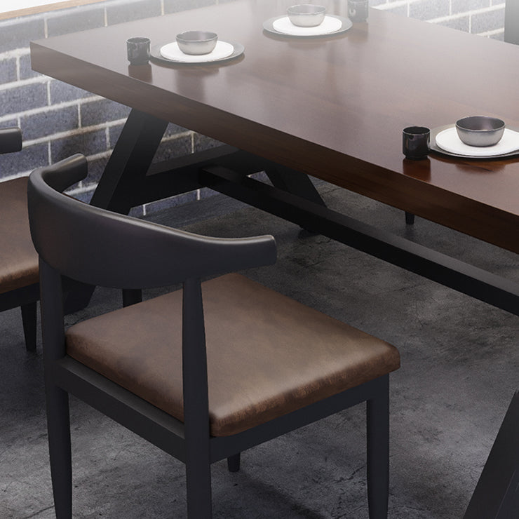 Industrial Solid Wood Dining Table Brown Rectangle Table with Trestle Base for Dinning Room Clearhalo ' dining_table' 'Dining Tables & Seating' 'Dining Tables' 'furn' 'furn_dining_table' 'Furniture' 'furniture_dining_table' 'Kitchen & Dining Furniture' 'kitchen&dining_furn' 'kitchen' 'kitchen_dining_table' 3723477