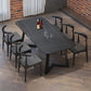 Industrial Style Sintered Stone Dining Table Black Rectangle Table with Sled Base for Dinning Room Clearhalo ' dining_table' 'Dining Tables & Seating' 'Dining Tables' 'furn' 'furn_dining_table' 'Furniture' 'furniture_dining_table' 'Kitchen & Dining Furniture' 'kitchen&dining_furn' 'kitchen' 'kitchen_dining_table' 3723481