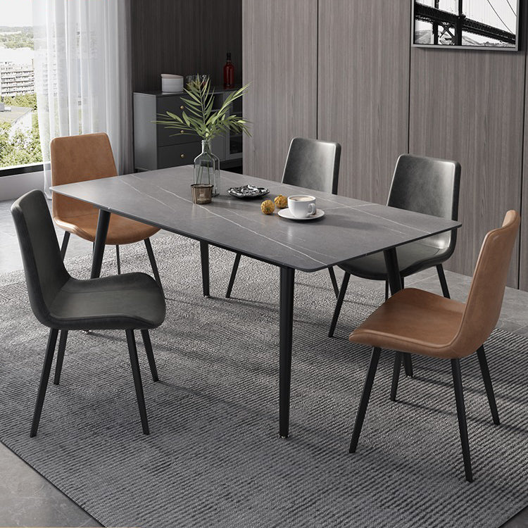 Industrial Style Sintered Stone Dining Table Rectangle Table with 4 Legs for Dinning Room Clearhalo ' dining_table' 'Dining Tables & Seating' 'Dining Tables' 'furn' 'furn_dining_table' 'Furniture' 'furniture_dining_table' 'Kitchen & Dining Furniture' 'kitchen&dining_furn' 'kitchen' 'kitchen_dining_table' 3723493