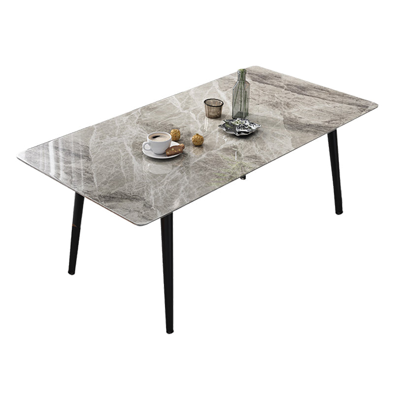 Industrial Style Sintered Stone Dining Table Rectangle Table with 4 Legs for Dinning Room Brown Without Chairs Clearhalo ' dining_table' 'Dining Tables & Seating' 'Dining Tables' 'furn' 'furn_dining_table' 'Furniture' 'furniture_dining_table' 'Kitchen & Dining Furniture' 'kitchen&dining_furn' 'kitchen' 'kitchen_dining_table' 3723494