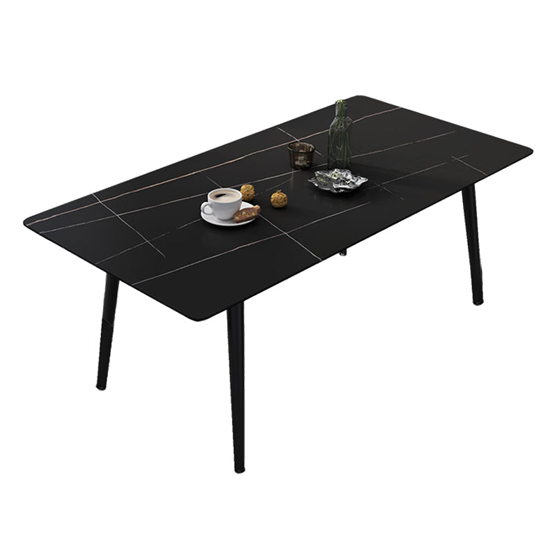 Industrial Style Sintered Stone Dining Table Rectangle Table with 4 Legs for Dinning Room Black Without Chairs Clearhalo ' dining_table' 'Dining Tables & Seating' 'Dining Tables' 'furn' 'furn_dining_table' 'Furniture' 'furniture_dining_table' 'Kitchen & Dining Furniture' 'kitchen&dining_furn' 'kitchen' 'kitchen_dining_table' 3723495