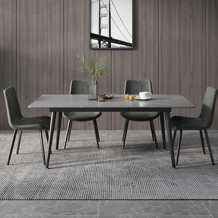 Industrial Style Sintered Stone Dining Table Rectangle Table with 4 Legs for Dinning Room Clearhalo ' dining_table' 'Dining Tables & Seating' 'Dining Tables' 'furn' 'furn_dining_table' 'Furniture' 'furniture_dining_table' 'Kitchen & Dining Furniture' 'kitchen&dining_furn' 'kitchen' 'kitchen_dining_table' 3723496