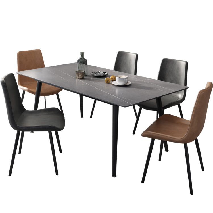 Industrial Style Sintered Stone Dining Table Rectangle Table with 4 Legs for Dinning Room Clearhalo ' dining_table' 'Dining Tables & Seating' 'Dining Tables' 'furn' 'furn_dining_table' 'Furniture' 'furniture_dining_table' 'Kitchen & Dining Furniture' 'kitchen&dining_furn' 'kitchen' 'kitchen_dining_table' 3723499