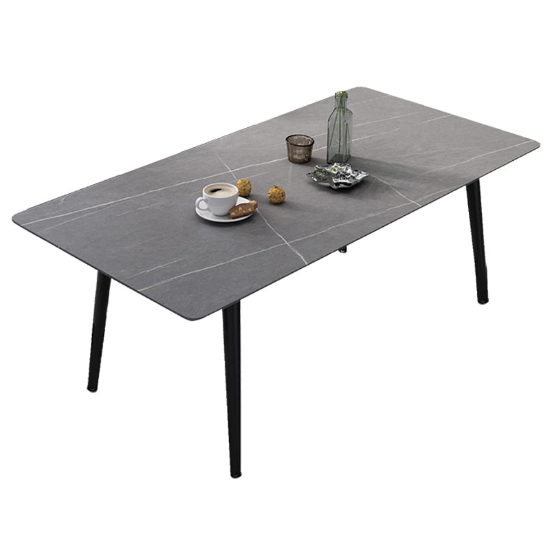 Industrial Style Sintered Stone Dining Table Rectangle Table with 4 Legs for Dinning Room Gray Without Chairs Clearhalo ' dining_table' 'Dining Tables & Seating' 'Dining Tables' 'furn' 'furn_dining_table' 'Furniture' 'furniture_dining_table' 'Kitchen & Dining Furniture' 'kitchen&dining_furn' 'kitchen' 'kitchen_dining_table' 3723500