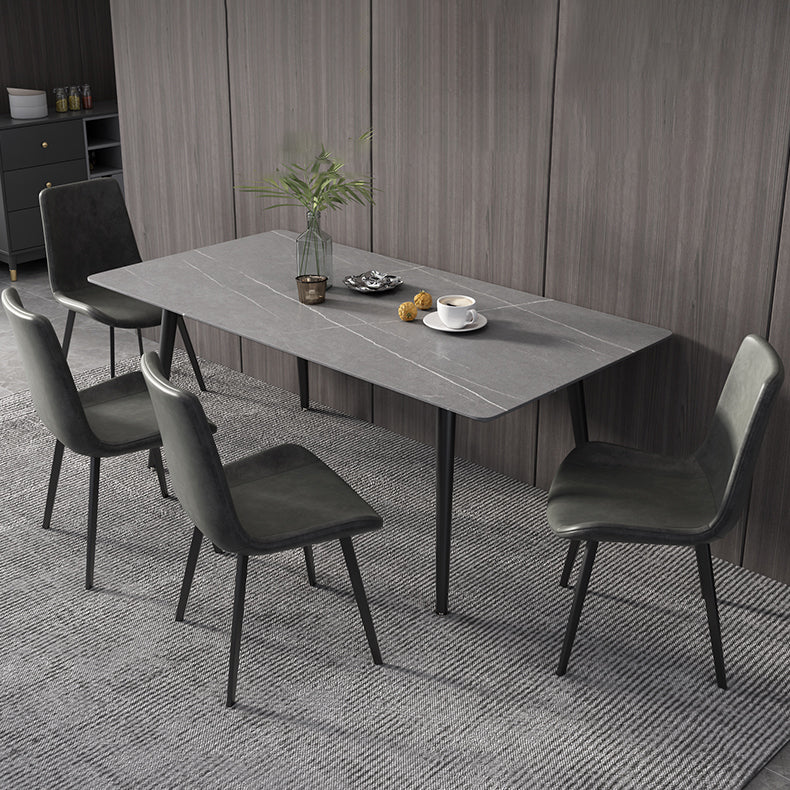 Industrial Style Sintered Stone Dining Table Rectangle Table with 4 Legs for Dinning Room Clearhalo ' dining_table' 'Dining Tables & Seating' 'Dining Tables' 'furn' 'furn_dining_table' 'Furniture' 'furniture_dining_table' 'Kitchen & Dining Furniture' 'kitchen&dining_furn' 'kitchen' 'kitchen_dining_table' 3723504