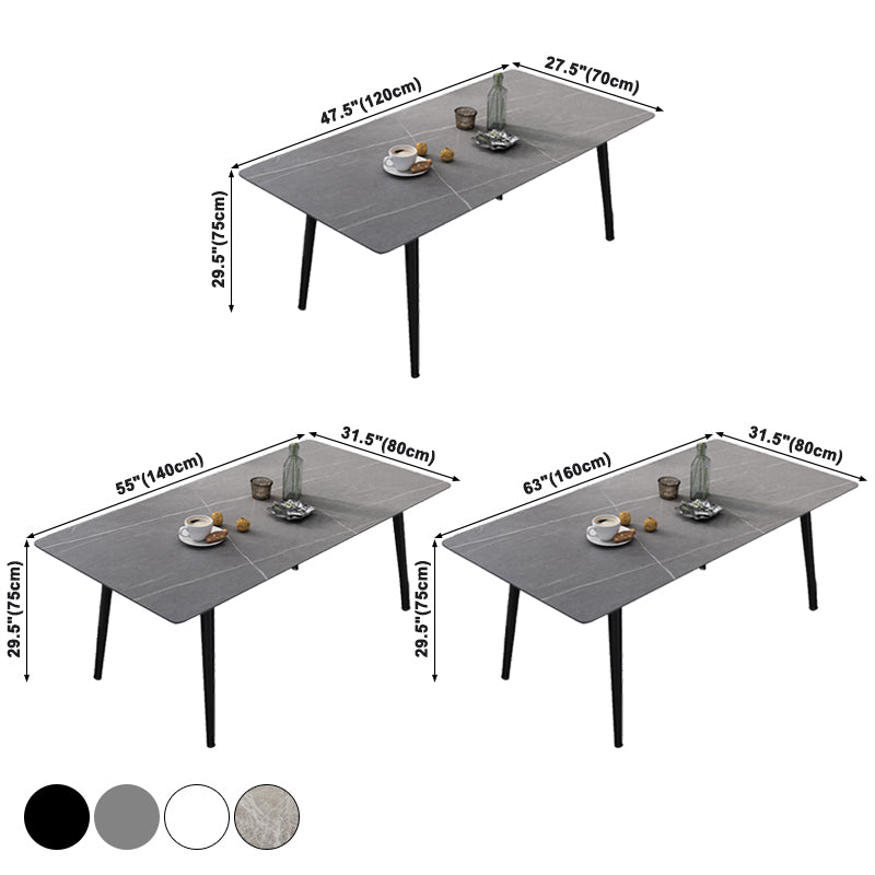 Industrial Style Sintered Stone Dining Table Rectangle Table with 4 Legs for Dinning Room Clearhalo ' dining_table' 'Dining Tables & Seating' 'Dining Tables' 'furn' 'furn_dining_table' 'Furniture' 'furniture_dining_table' 'Kitchen & Dining Furniture' 'kitchen&dining_furn' 'kitchen' 'kitchen_dining_table' 3723505