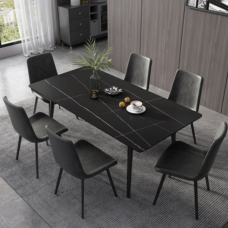 Industrial Style Sintered Stone Dining Table Rectangle Table with 4 Legs for Dinning Room Clearhalo ' dining_table' 'Dining Tables & Seating' 'Dining Tables' 'furn' 'furn_dining_table' 'Furniture' 'furniture_dining_table' 'Kitchen & Dining Furniture' 'kitchen&dining_furn' 'kitchen' 'kitchen_dining_table' 3723507