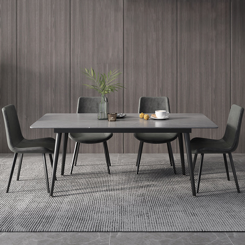 Industrial Style Sintered Stone Dining Table Rectangle Table with 4 Legs for Dinning Room Clearhalo ' dining_table' 'Dining Tables & Seating' 'Dining Tables' 'furn' 'furn_dining_table' 'Furniture' 'furniture_dining_table' 'Kitchen & Dining Furniture' 'kitchen&dining_furn' 'kitchen' 'kitchen_dining_table' 3723509