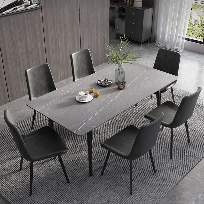 Industrial Style Sintered Stone Dining Table Rectangle Table with 4 Legs for Dinning Room Clearhalo ' dining_table' 'Dining Tables & Seating' 'Dining Tables' 'furn' 'furn_dining_table' 'Furniture' 'furniture_dining_table' 'Kitchen & Dining Furniture' 'kitchen&dining_furn' 'kitchen' 'kitchen_dining_table' 3723510