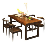 Industrial Style Solid Wood Dining Table Brown Rectangle Table with Trestle Base for Dinning Room Clearhalo ' dining_table' 'Dining Tables & Seating' 'Dining Tables' 'furn' 'furn_dining_table' 'Furniture' 'furniture_dining_table' 'Kitchen & Dining Furniture' 'kitchen&dining_furn' 'kitchen' 'kitchen_dining_table' 3723527