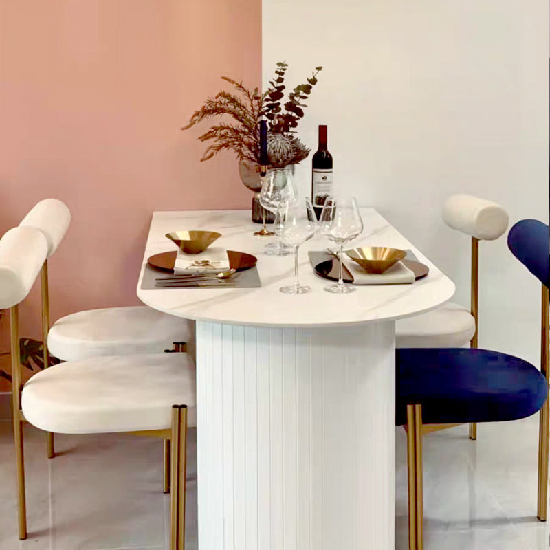 Contemporary Sintered Stone Irregular Shape Dining Table Standard White Dining Table for Kitchen Clearhalo ' dining_table' 'Dining Tables & Seating' 'Dining Tables' 'furn' 'furn_dining_table' 'Furniture' 'furniture_dining_table' 'Kitchen & Dining Furniture' 'kitchen&dining_furn' 'kitchen' 'kitchen_dining_table' 3723538