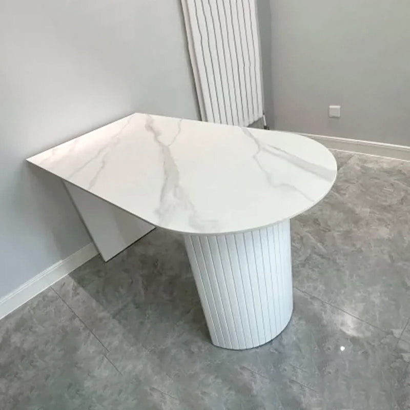 Contemporary Sintered Stone Irregular Shape Dining Table Standard White Dining Table for Kitchen Clearhalo ' dining_table' 'Dining Tables & Seating' 'Dining Tables' 'furn' 'furn_dining_table' 'Furniture' 'furniture_dining_table' 'Kitchen & Dining Furniture' 'kitchen&dining_furn' 'kitchen' 'kitchen_dining_table' 3723540