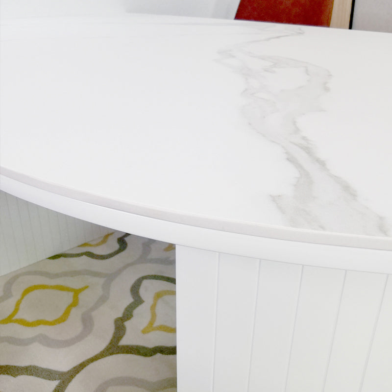 Contemporary Sintered Stone Irregular Shape Dining Table Standard White Dining Table for Kitchen Clearhalo ' dining_table' 'Dining Tables & Seating' 'Dining Tables' 'furn' 'furn_dining_table' 'Furniture' 'furniture_dining_table' 'Kitchen & Dining Furniture' 'kitchen&dining_furn' 'kitchen' 'kitchen_dining_table' 3723543