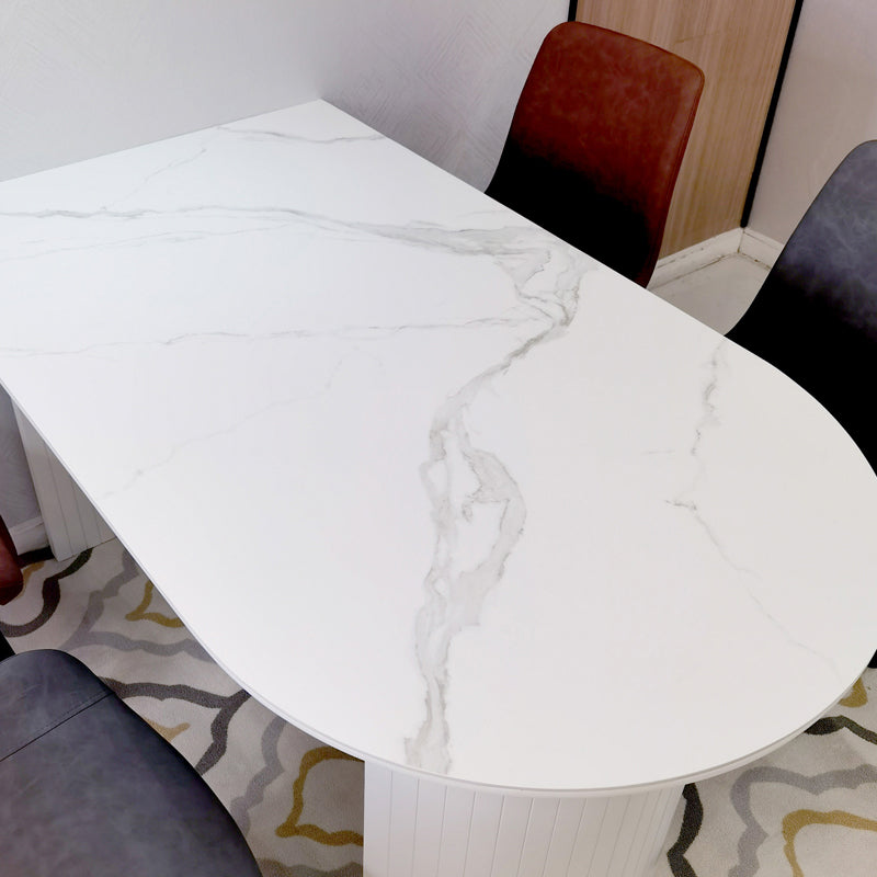 Contemporary Sintered Stone Irregular Shape Dining Table Standard White Dining Table for Kitchen Clearhalo ' dining_table' 'Dining Tables & Seating' 'Dining Tables' 'furn' 'furn_dining_table' 'Furniture' 'furniture_dining_table' 'Kitchen & Dining Furniture' 'kitchen&dining_furn' 'kitchen' 'kitchen_dining_table' 3723544