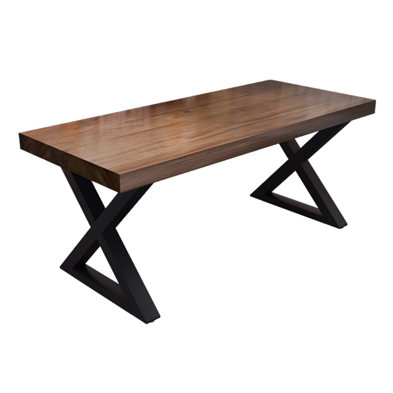 Industrial Style Solid Wood Dining Table Brown Rectangle Table with Metal Base for Dinning Room Without Chairs Clearhalo ' dining_table' 'Dining Tables & Seating' 'Dining Tables' 'furn' 'furn_dining_table' 'Furniture' 'furniture_dining_table' 'Kitchen & Dining Furniture' 'kitchen&dining_furn' 'kitchen' 'kitchen_dining_table' 3723550