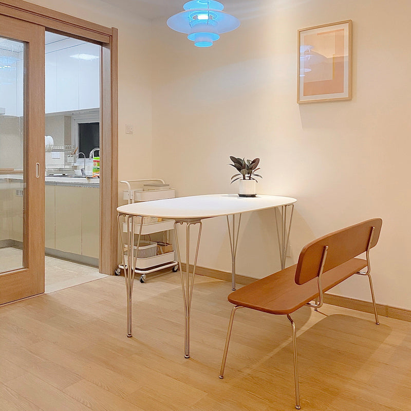 Modern White Sintered Stone Dining Table Oval Shape Standard Dining Table with 4 Legs Base Clearhalo ' dining_table' 'Dining Tables & Seating' 'Dining Tables' 'furn' 'furn_dining_table' 'Furniture' 'furniture_dining_table' 'Kitchen & Dining Furniture' 'kitchen&dining_furn' 'kitchen' 'kitchen_dining_table' 3723571