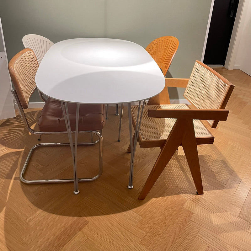 Modern White Sintered Stone Dining Table Oval Shape Standard Dining Table with 4 Legs Base Clearhalo ' dining_table' 'Dining Tables & Seating' 'Dining Tables' 'furn' 'furn_dining_table' 'Furniture' 'furniture_dining_table' 'Kitchen & Dining Furniture' 'kitchen&dining_furn' 'kitchen' 'kitchen_dining_table' 3723572