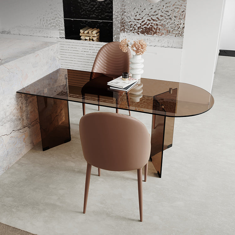 Glass Contemporary Free Form Dining Table Glass Table for Dining Room and Kitchen Without Chairs Clearhalo ' dining_table' 'Dining Tables & Seating' 'Dining Tables' 'furn' 'furn_dining_table' 'Furniture' 'furniture_dining_table' 'Kitchen & Dining Furniture' 'kitchen&dining_furn' 'kitchen' 'kitchen_dining_table' 3723582