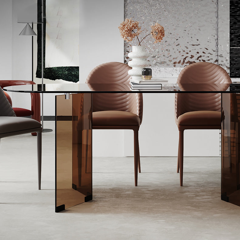 Glass Contemporary Free Form Dining Table Glass Table for Dining Room and Kitchen Clearhalo ' dining_table' 'Dining Tables & Seating' 'Dining Tables' 'furn' 'furn_dining_table' 'Furniture' 'furniture_dining_table' 'Kitchen & Dining Furniture' 'kitchen&dining_furn' 'kitchen' 'kitchen_dining_table' 3723584