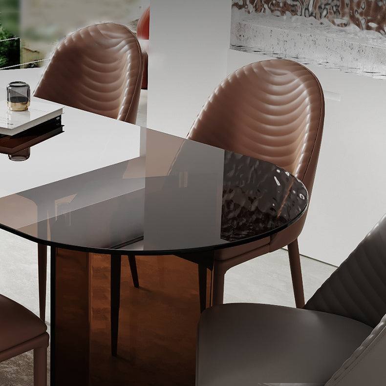 Glass Contemporary Free Form Dining Table Glass Table for Dining Room and Kitchen Clearhalo ' dining_table' 'Dining Tables & Seating' 'Dining Tables' 'furn' 'furn_dining_table' 'Furniture' 'furniture_dining_table' 'Kitchen & Dining Furniture' 'kitchen&dining_furn' 'kitchen' 'kitchen_dining_table' 3723587