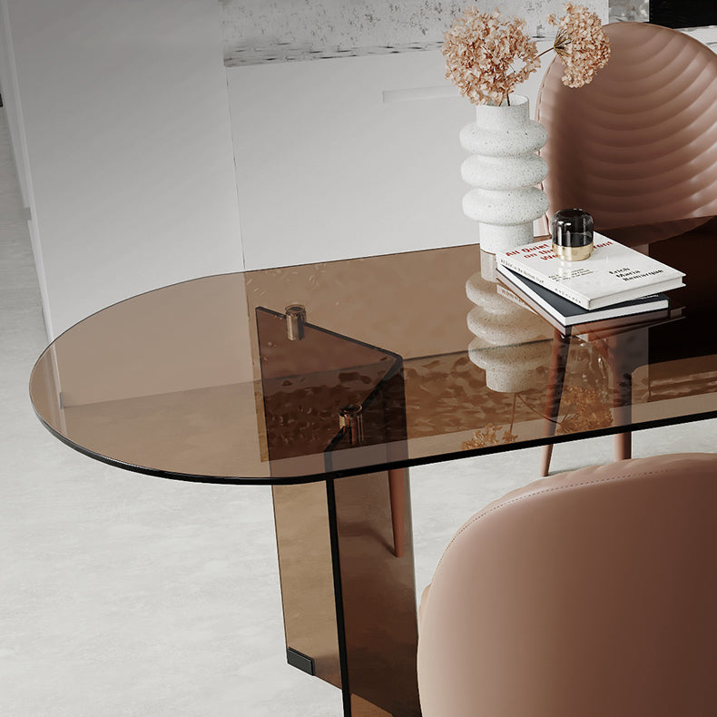 Glass Contemporary Free Form Dining Table Glass Table for Dining Room and Kitchen Clearhalo ' dining_table' 'Dining Tables & Seating' 'Dining Tables' 'furn' 'furn_dining_table' 'Furniture' 'furniture_dining_table' 'Kitchen & Dining Furniture' 'kitchen&dining_furn' 'kitchen' 'kitchen_dining_table' 3723589