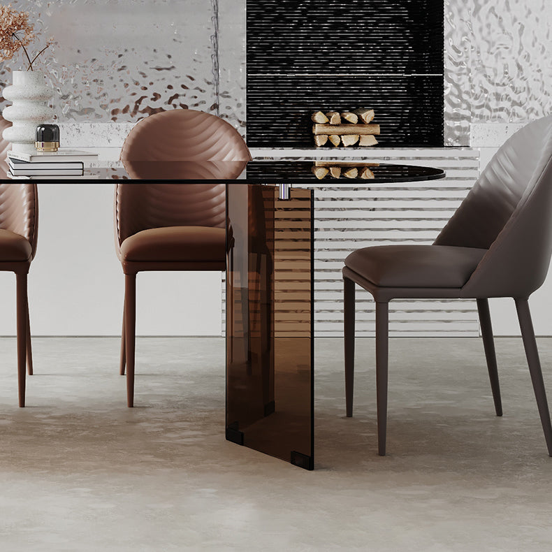 Glass Contemporary Free Form Dining Table Glass Table for Dining Room and Kitchen Clearhalo ' dining_table' 'Dining Tables & Seating' 'Dining Tables' 'furn' 'furn_dining_table' 'Furniture' 'furniture_dining_table' 'Kitchen & Dining Furniture' 'kitchen&dining_furn' 'kitchen' 'kitchen_dining_table' 3723590