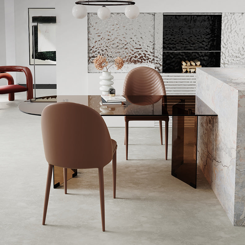 Glass Contemporary Free Form Dining Table Glass Table for Dining Room and Kitchen Clearhalo ' dining_table' 'Dining Tables & Seating' 'Dining Tables' 'furn' 'furn_dining_table' 'Furniture' 'furniture_dining_table' 'Kitchen & Dining Furniture' 'kitchen&dining_furn' 'kitchen' 'kitchen_dining_table' 3723592