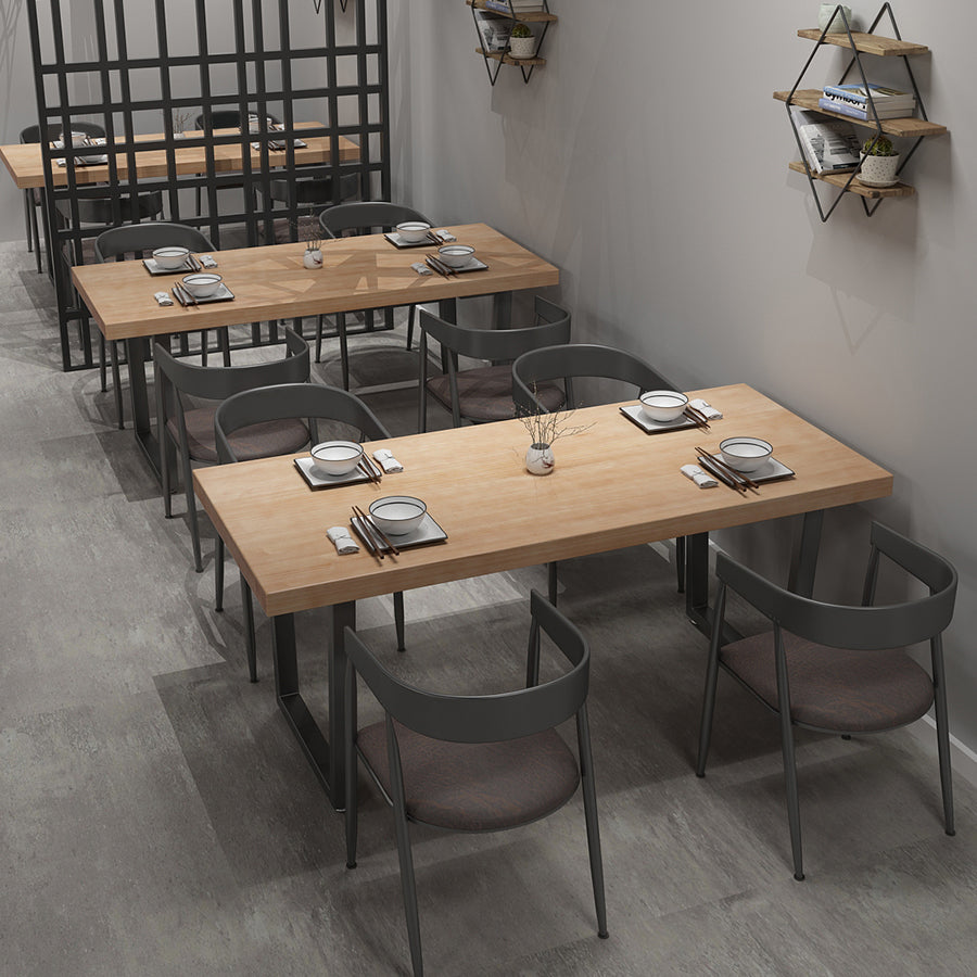 Industrial Style Solid Wood Dining Table Brown Rectangle Table with Sled Base for Dinning Room Clearhalo ' dining_table' 'Dining Tables & Seating' 'Dining Tables' 'furn' 'furn_dining_table' 'Furniture' 'furniture_dining_table' 'Kitchen & Dining Furniture' 'kitchen&dining_furn' 'kitchen' 'kitchen_dining_table' 3723596