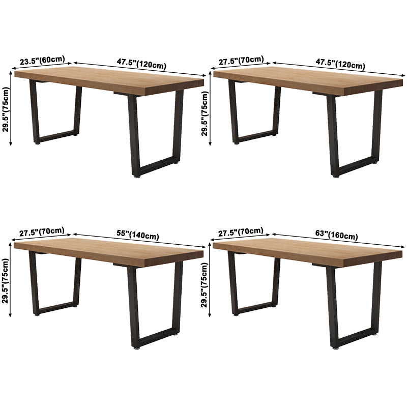 Industrial Style Solid Wood Dining Table Brown Rectangle Table with Sled Base for Dinning Room Clearhalo ' dining_table' 'Dining Tables & Seating' 'Dining Tables' 'furn' 'furn_dining_table' 'Furniture' 'furniture_dining_table' 'Kitchen & Dining Furniture' 'kitchen&dining_furn' 'kitchen' 'kitchen_dining_table' 3723602