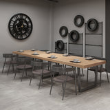 Industrial Style Solid Wood Dining Table Brown Rectangle Table with Sled Base for Dinning Room Clearhalo ' dining_table' 'Dining Tables & Seating' 'Dining Tables' 'furn' 'furn_dining_table' 'Furniture' 'furniture_dining_table' 'Kitchen & Dining Furniture' 'kitchen&dining_furn' 'kitchen' 'kitchen_dining_table' 3723604