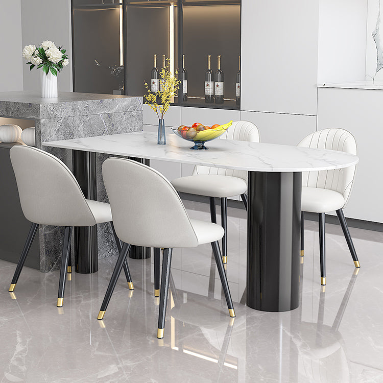 Metal Modern Free Form Dining Table Sintered Stone Table for Dining Room and Kitchen Clearhalo ' dining_table' 'Dining Tables & Seating' 'Dining Tables' 'furn' 'furn_dining_table' 'Furniture' 'furniture_dining_table' 'Kitchen & Dining Furniture' 'kitchen&dining_furn' 'kitchen' 'kitchen_dining_table' 3723615