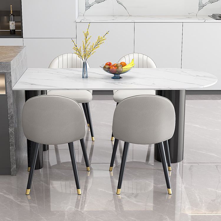 Metal Modern Free Form Dining Table Sintered Stone Table for Dining Room and Kitchen Clearhalo ' dining_table' 'Dining Tables & Seating' 'Dining Tables' 'furn' 'furn_dining_table' 'Furniture' 'furniture_dining_table' 'Kitchen & Dining Furniture' 'kitchen&dining_furn' 'kitchen' 'kitchen_dining_table' 3723617