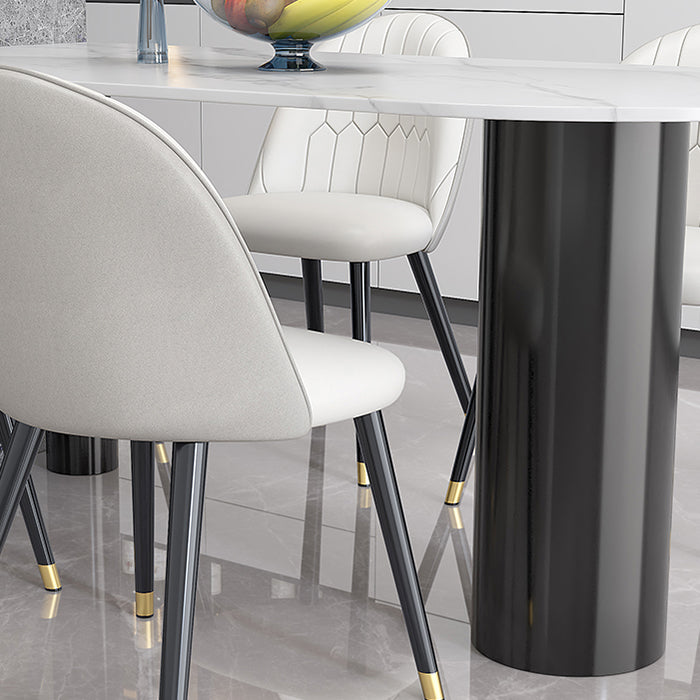 Metal Modern Free Form Dining Table Sintered Stone Table for Dining Room and Kitchen Clearhalo ' dining_table' 'Dining Tables & Seating' 'Dining Tables' 'furn' 'furn_dining_table' 'Furniture' 'furniture_dining_table' 'Kitchen & Dining Furniture' 'kitchen&dining_furn' 'kitchen' 'kitchen_dining_table' 3723621