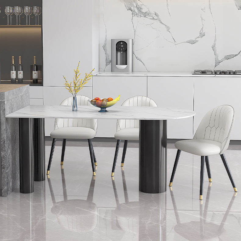 Metal Modern Free Form Dining Table Sintered Stone Table for Dining Room and Kitchen Clearhalo ' dining_table' 'Dining Tables & Seating' 'Dining Tables' 'furn' 'furn_dining_table' 'Furniture' 'furniture_dining_table' 'Kitchen & Dining Furniture' 'kitchen&dining_furn' 'kitchen' 'kitchen_dining_table' 3723624