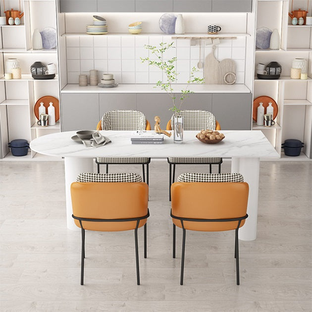 Free Form Three-Color Dining Table Sintered Stone Table Contemporary with Double Pedestal Clearhalo ' dining_table' 'Dining Tables & Seating' 'Dining Tables' 'furn' 'furn_dining_table' 'Furniture' 'furniture_dining_table' 'Kitchen & Dining Furniture' 'kitchen&dining_furn' 'kitchen' 'kitchen_dining_table' 3723632