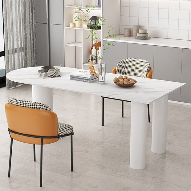 Free Form Three-Color Dining Table Sintered Stone Table Contemporary with Double Pedestal Clearhalo ' dining_table' 'Dining Tables & Seating' 'Dining Tables' 'furn' 'furn_dining_table' 'Furniture' 'furniture_dining_table' 'Kitchen & Dining Furniture' 'kitchen&dining_furn' 'kitchen' 'kitchen_dining_table' 3723633