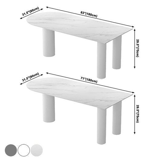 Free Form Three-Color Dining Table Sintered Stone Table Contemporary with Double Pedestal