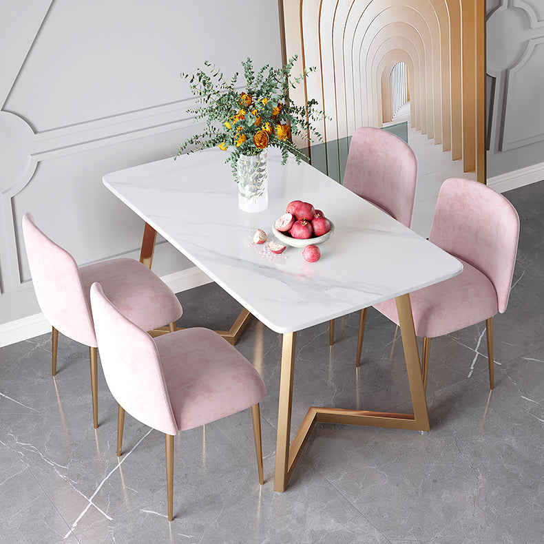 Minimalist Rectangle Shape White Dining Table Sintered Stone Standard Dining Table for Kitchen Clearhalo ' dining_table' 'Dining Tables & Seating' 'Dining Tables' 'furn' 'furn_dining_table' 'Furniture' 'furniture_dining_table' 'Kitchen & Dining Furniture' 'kitchen&dining_furn' 'kitchen' 'kitchen_dining_table' 3723638