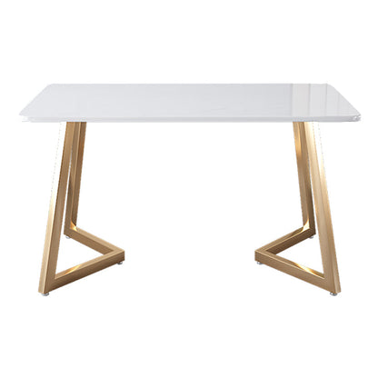 Minimalist Rectangle Shape White Dining Table Sintered Stone Standard Dining Table for Kitchen Without Chairs Clearhalo ' dining_table' 'Dining Tables & Seating' 'Dining Tables' 'furn' 'furn_dining_table' 'Furniture' 'furniture_dining_table' 'Kitchen & Dining Furniture' 'kitchen&dining_furn' 'kitchen' 'kitchen_dining_table' 3723641
