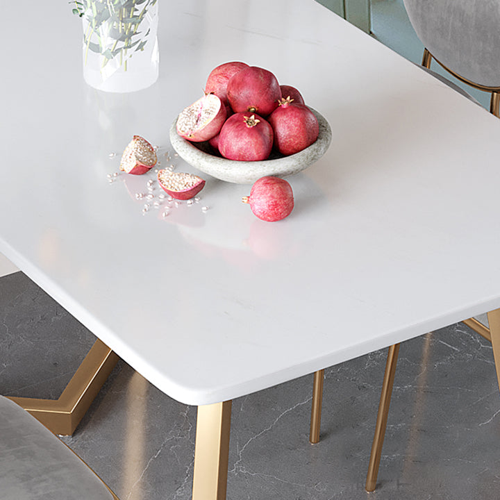 Minimalist Rectangle Shape White Dining Table Sintered Stone Standard Dining Table for Kitchen Clearhalo ' dining_table' 'Dining Tables & Seating' 'Dining Tables' 'furn' 'furn_dining_table' 'Furniture' 'furniture_dining_table' 'Kitchen & Dining Furniture' 'kitchen&dining_furn' 'kitchen' 'kitchen_dining_table' 3723643